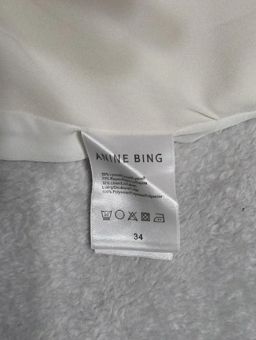 Anine Bing White Pleated Wide Leg Linen Pants